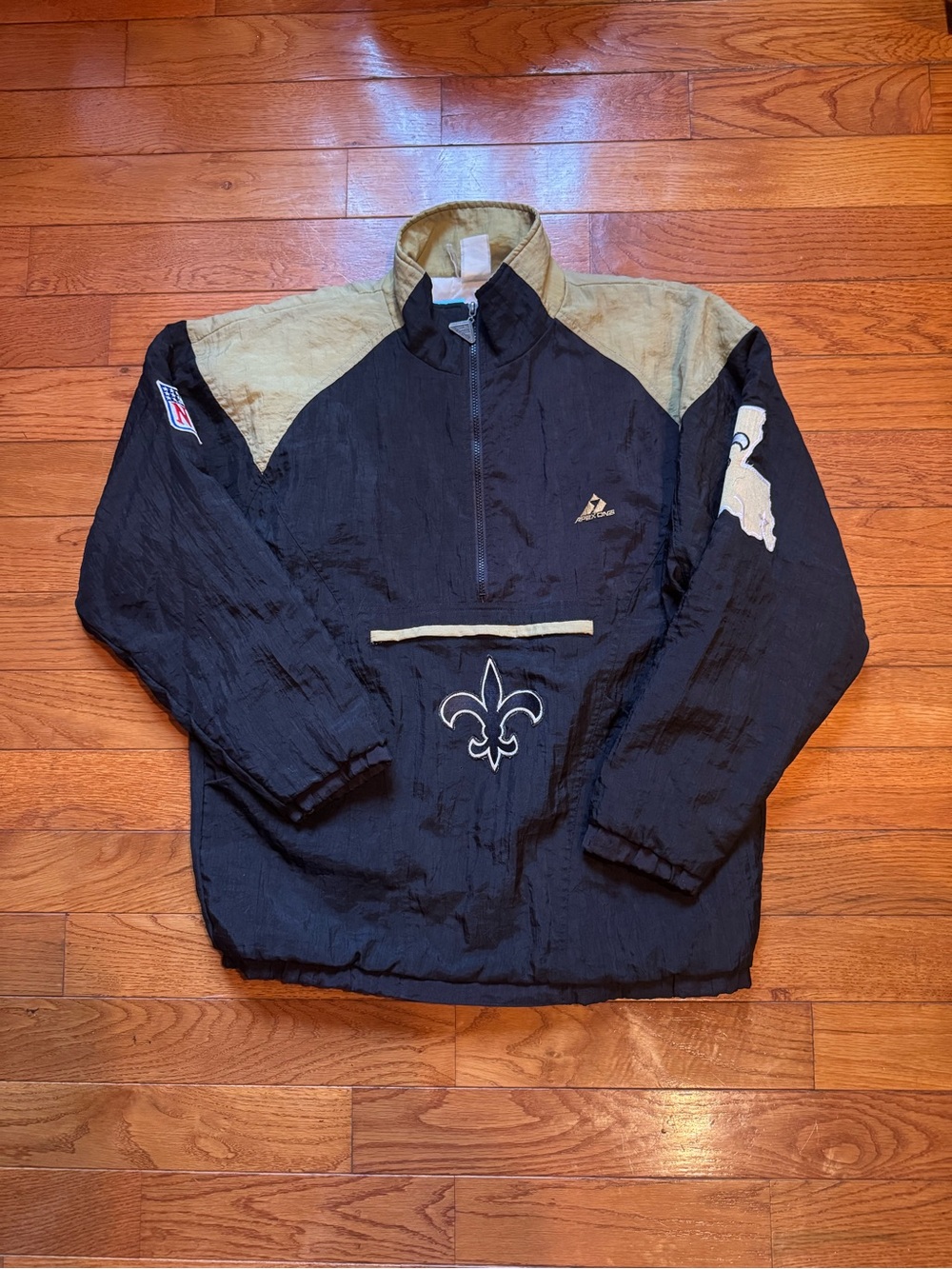 Vintage 90s Apex One New Orleans Saints NFL Pullover Windbreaker Jacket Large